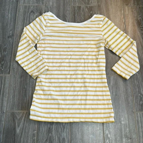 Chemisette Matilda Jane Manches 3/4 Rayures Beige Et Moutarde - Taille S, Occasion Très Bon état